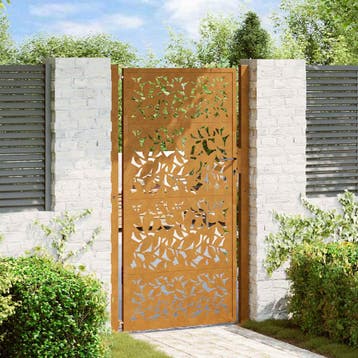 vidaXL Poort met bladontwerp 100x175 cm weervast staal, Verzenden, Nieuw