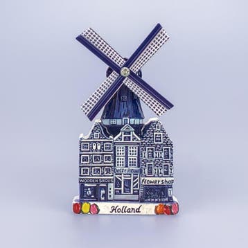 Magneet polyprint stadsmolen Holland - delftsblauw, Ophalen of Verzenden, Nieuw