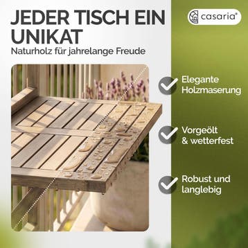 Hangtafel voor balkon, acaciahout in teaklook, 65x45x87cm..., Verzenden, Nieuw