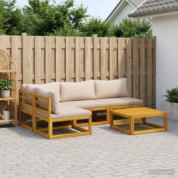 vidaXL Bankstel 5 st Naturel Massief Acaciahout, Verzenden, Nieuw, 5 zitplaatsen