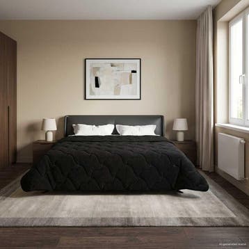 vidaXL Zomer Dekbed Zwart 220 x 240 cm Microfiber en Teddy, Verzenden, Nieuw, Zwart