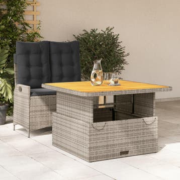 vidaXL 2-delige Tuinset met kussens poly rattan grijs, Verzenden, Nieuw, 2 zitplaatsen, Tuinset