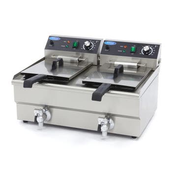 Frituurpan - 2x 13 L - 2 Manden - met Tapkraan, Witgoed en Apparatuur, Frituurpannen, 4 liter of meer, Verzenden, Nieuw, Duo-friteuse