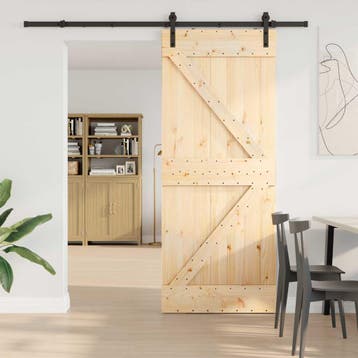 vidaXL Schuifdeur NARVIK 85 x 210 cm (213,5 cm) Naturel en, Doe-het-zelf en Verbouw, Deuren en Horren, Verzenden, Nieuw