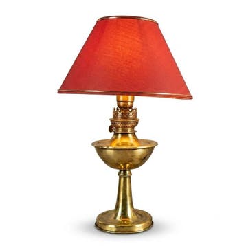 Antieke messing olielamp, omgebouwd tot tafellamp, Ophalen of Verzenden, Gebruikt