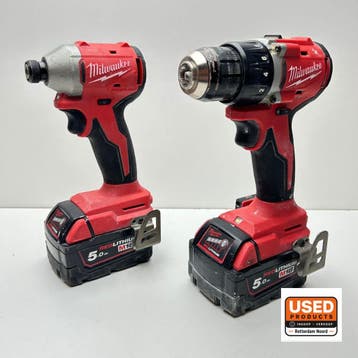 Milwaukee M18 Boor- /schroefmachine & Slagschroevendraaier, Verzenden, Gebruikt