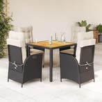 vidaXL 5-delige Tuinset met kussens poly rattan zwart, 4 zitplaatsen, Nieuw, Tuinset, Verzenden