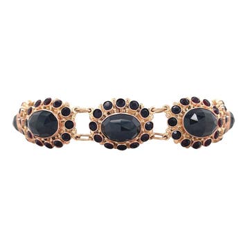 Gouden vintage entourage bootjes armband met granaat 14 krt, Ophalen of Verzenden, Nieuw