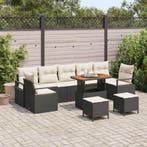 vidaXL Tuin Sofa Set met kussen met opslag 10 pcs Zwart en, Verzenden, Nieuw, Rotan