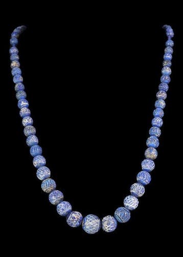 West-Aziatisch lapis lazuli Gegraveerde kralenketting