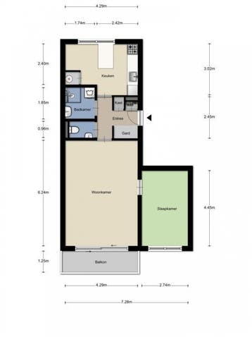 Te Huur 2 Kamer Appartement Rijnauwenstraat In Breda, Noord-Brabant, Direct bij eigenaar, Breda, Appartement