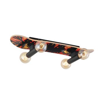 Wandlamp zwart met rood 78cm - Skateboard, Verzenden, Nieuw, Design