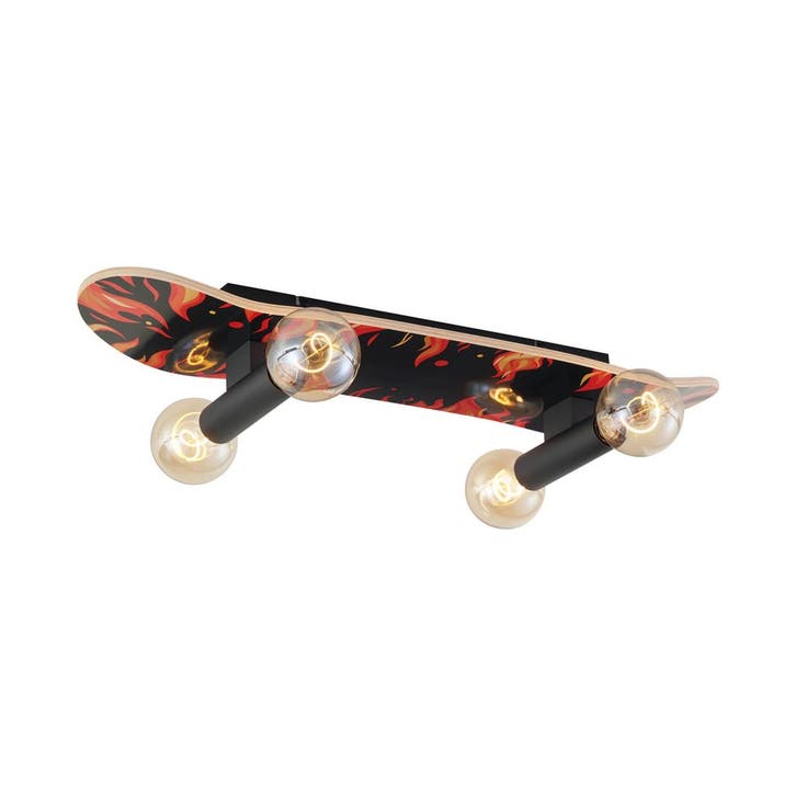 Wandlamp zwart met rood 78cm - Skateboard, Huis en Inrichting, Lampen | Wandlampen, Nieuw, Verzenden