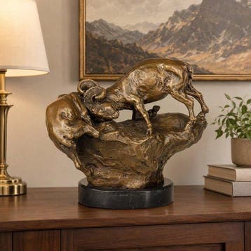 sculptuur, lotta tra arieti - 0 cm - Brons