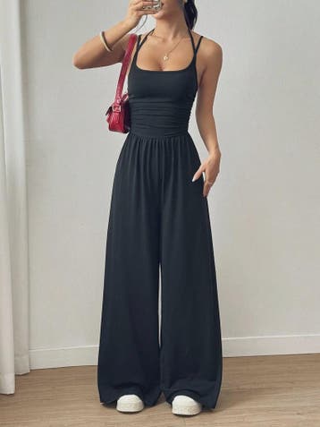 Dames Jumpsuit met Wijde Pijpen en Plissédetaillering - Casu, Kleding | Dames, Verzenden, Nieuw