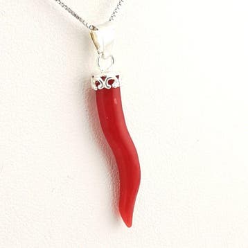 Koraal - Zilver - Ketting met hanger - met de hand