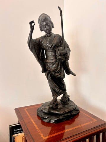 Geisha - sculptuur Brons - Genryusai Seiya (1868-1912) -