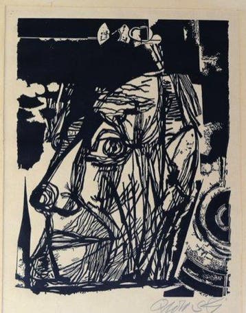 Hans Orlowski (1894–1967) - Männerkopf II, drzeworyt za