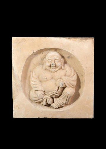 Oud-Chinees Terracotta Tegel met Lachende Boeddha