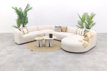 Madeira/Velora ronde u-vorm loungeset + chaise longue links, Verzenden, Nieuw, Overige materialen, Loungeset