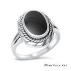 Zilveren zwarte sierlijke agaat ring, Sieraden, Tassen en Uiterlijk, Ringen, Verzenden, Nieuw, Zilver
