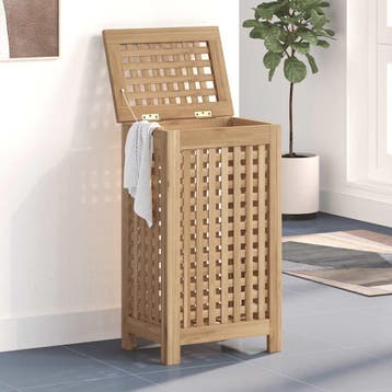 vidaXL Wasmand 35x25x60 cm massief teakhout, Verzenden, Nieuw