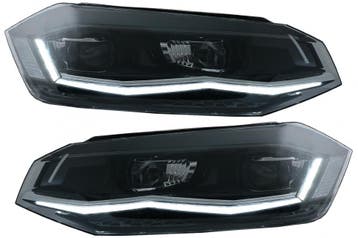 Koplampen VW Polo VI 2G 17-20 LED Dynamic Zwart, Ophalen of Verzenden, Nieuw