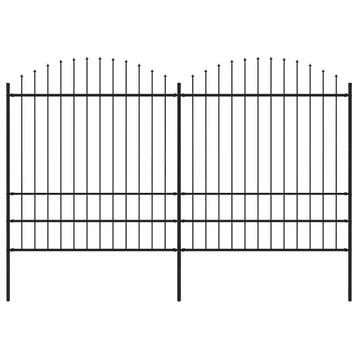 vidaXL Tuinhek met speerpunt staal 337x200 cm zwart, Verzenden, Nieuw, IJzer, 2 meter of meer