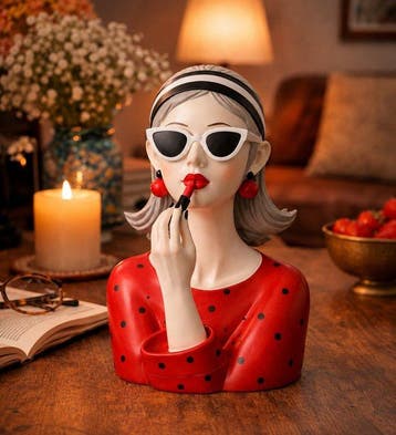 Buste, Lipstick Lady - Handbeschilderd – Retro Glamour –, Antiek en Kunst