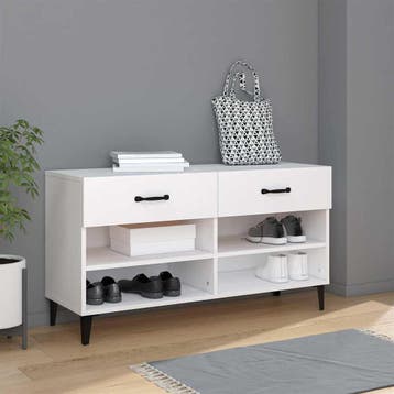 vidaXL Schoenenkast 102x35x55 cm bewerkt hout wit, Verzenden, Nieuw