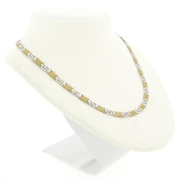 Bicolor gouden collier met meander patroon (Ketting), Sieraden, Tassen en Uiterlijk, Kettingen, Ophalen of Verzenden, Gebruikt