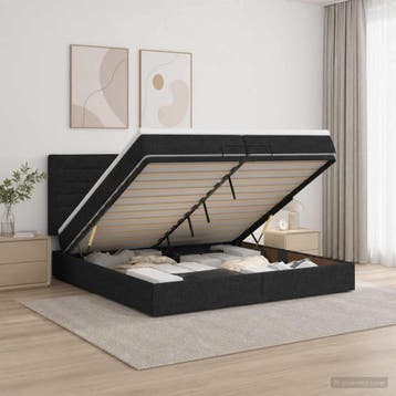 vidaXL Ottoman bed met matras met hoofdeinde Zwart 200 x 200, Verzenden, Nieuw, Tweepersoons, Zwart