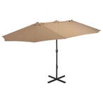vidaXL Parasol met aluminium paal 460x270 cm taupe, Tuin en Terras, Verzenden, Nieuw, Meer dan 4 meter