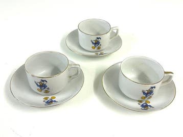 Donald Duck - 3 porcelain cups with saucers by „Istanbul, Nieuw