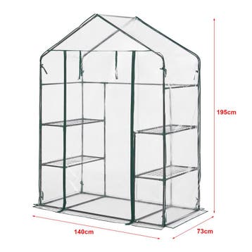 Tuinkas Hoorn met 4 planken 140x73x195 cm transparant [en.ca, Verzenden, Nieuw