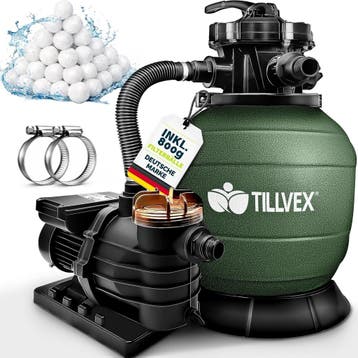 Tillvex® Zandfilter - Zandfilterpomp - 10200L/u - Groen, Verzenden, Zo goed als nieuw