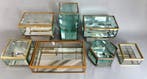 Doos (7) - div. modellen - geslepen glas en messing -