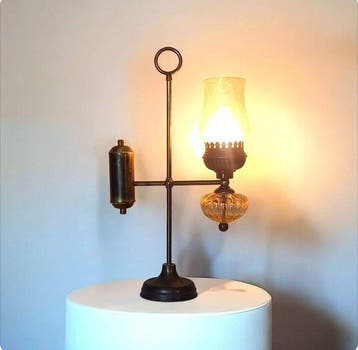 Lamp - Oudere bij Quinquet - Française - Messing, Koper,, Antiek en Kunst