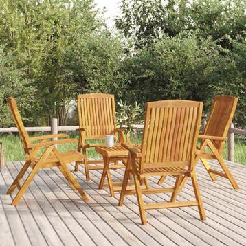 vidaXL 5-delige Loungeset massief teakhout, Verzenden, Nieuw, 4 zitplaatsen, Loungeset