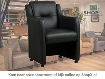 Leren eetkamerstoel Mass - Granada Black (zwart) - Zonder, Huis en Inrichting, Stoelen, Eigentijds, Modern, Zwart, Nieuw, Leer