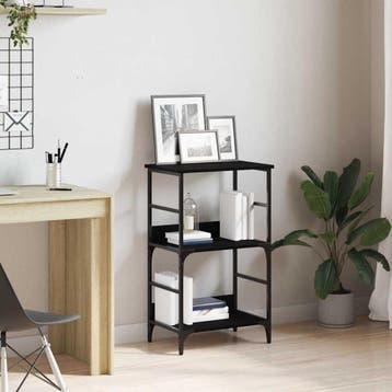 vidaXL Boekenkast 2-laags 50 x 33 x 82 cm Bewerkt hout Zwart, Minder dan 50 cm, Verzenden, Nieuw, Minder dan 100 cm