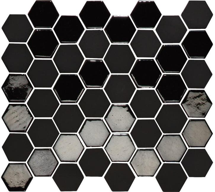 Wand Mozaïek Tegels Factory Hexagon Keramiek Zwart - Matj.., Doe-het-zelf en Verbouw, Tegels, 20 tot 40 cm, 20 tot 40 cm, 10 m² of meer