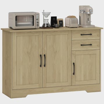 Modern Dressoir met 3 Deuren en 2 Lades - 120x38x79 cm - Nat, Huis en Inrichting, Verzenden, Nieuw