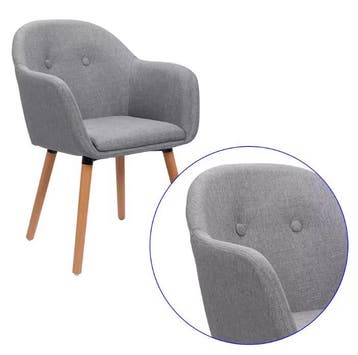 Linnen Eetkamerstoel met Armleuningen – Hout en Ergonomisch, Huis en Inrichting, Stoelen, Verzenden, Nieuw