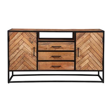 Dressoir Mangohout Kjeld 145 cm, Verzenden, Nieuw, Overige houtsoorten, Industriële meubels