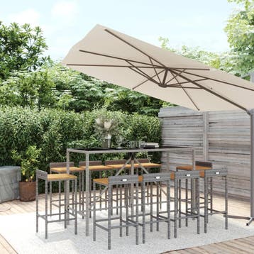 vidaXL 11-delige Tuinbarset poly rattan en massief, Verzenden, Nieuw, Meer dan 8 zitplaatsen