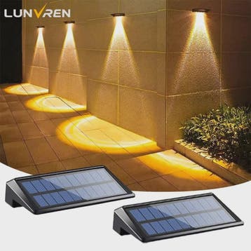 2x Solar Wandlampen 4 LED - Waterdicht Buitenlicht voor Hek,, Verzenden, Nieuw