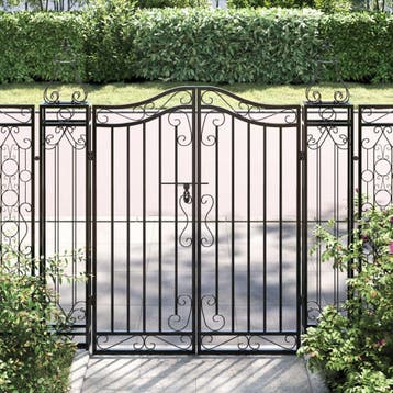vidaXL Poort 121x8x120 cm smeedijzer zwart, Tuin en Terras, Tuinpoorten, Verzenden, Nieuw