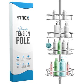 Strex Telescopisch Doucherek RVS - 70-275 cm - 4 Mandjes, Huis en Inrichting, Verzenden, Nieuw