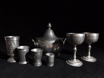 Kan - Tin - Duitse tinnen set – Goble, Antiek en Kunst